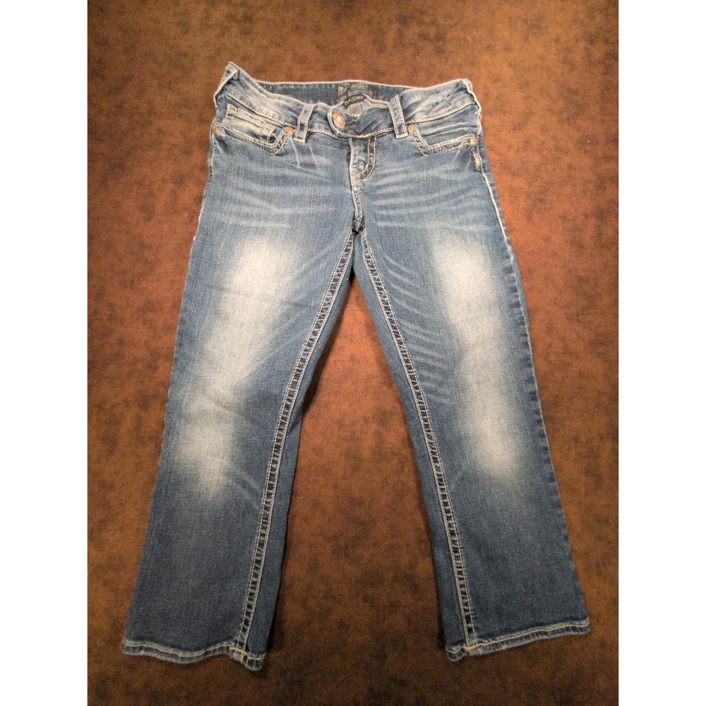 Silver Jeans Co Tuesday Low‎ Capri Blue Distressed Low Rise Denim W30 L22.5